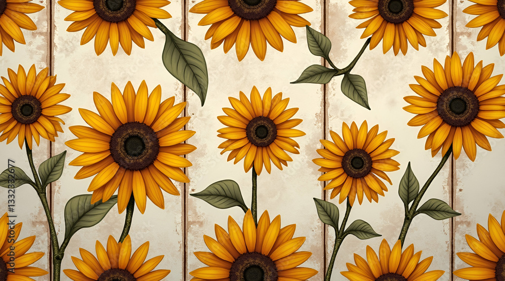 Rustic Sunflower Seamless Tile Pattern for Country Style Kitchens Rustic Sunflower Seamless Tile Pattern for Country Style Kitchens