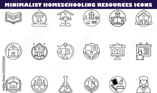 Minimalist Homeschooling Resources Icons for Education, Learning, and Teaching