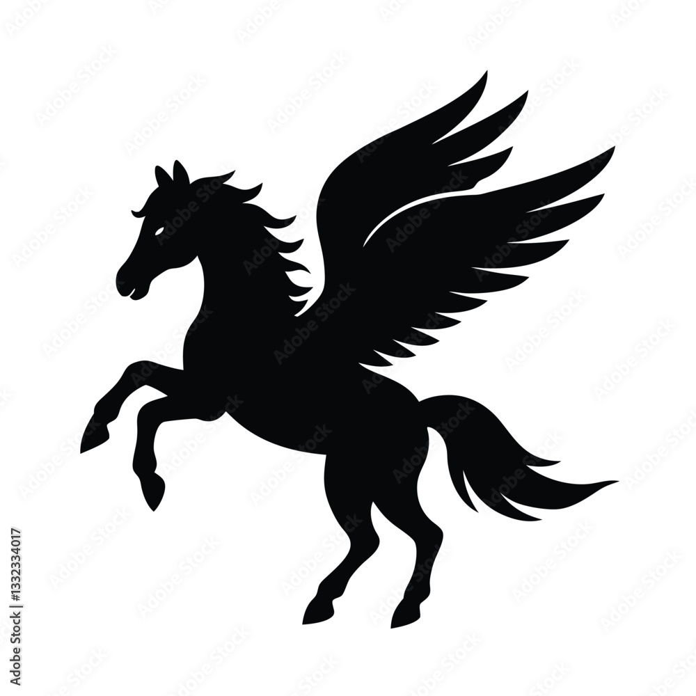 Fototapeta premium Black Pegasus Silhouette Vector. 