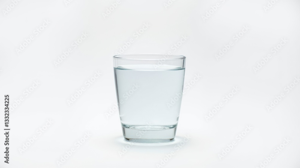 A crystal-clear glass of fresh water, isolated on a white background A crystal-clear glass of fresh water, isolated on a white background