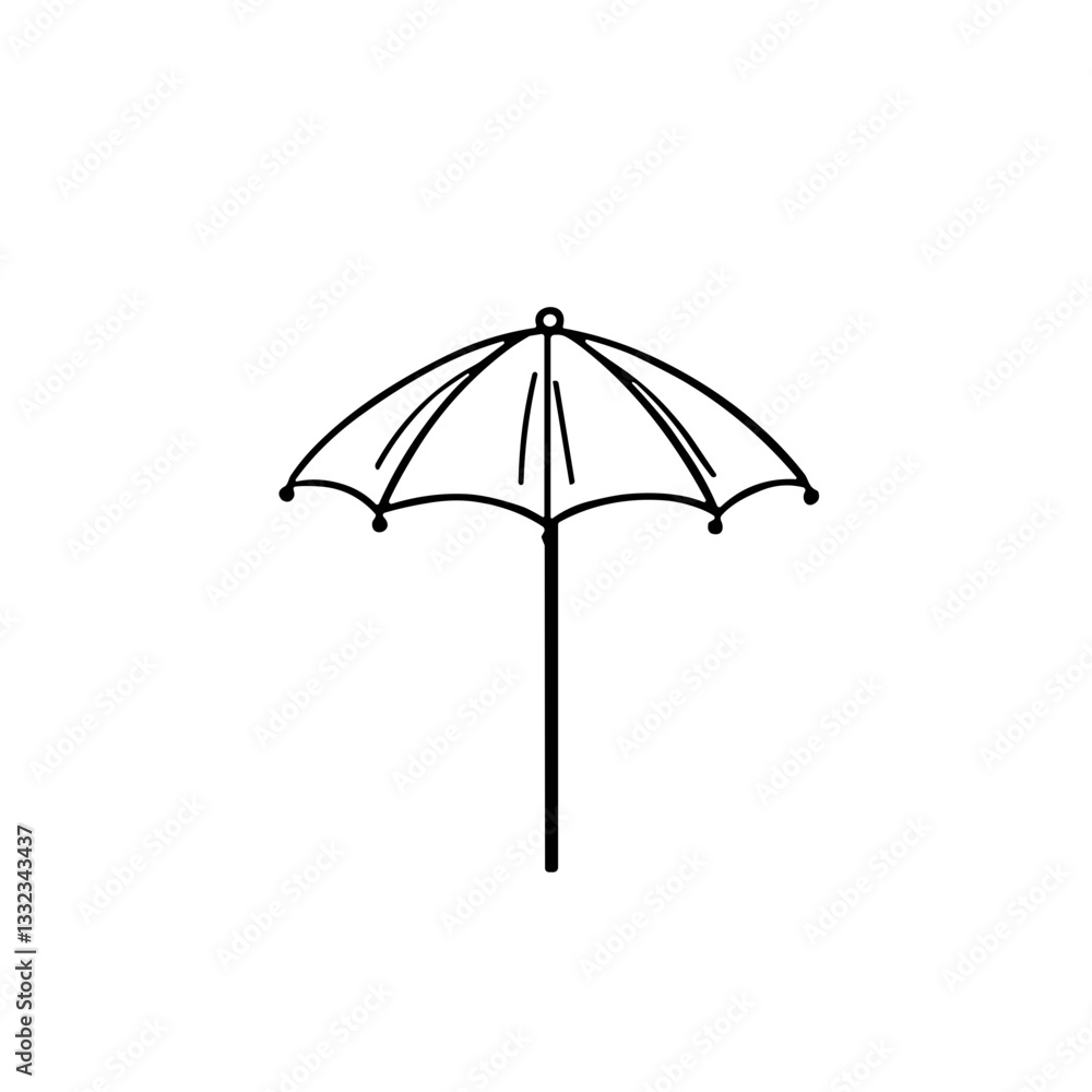 Open umbrella icon in black outline style. Open umbrella icon in black outline style.