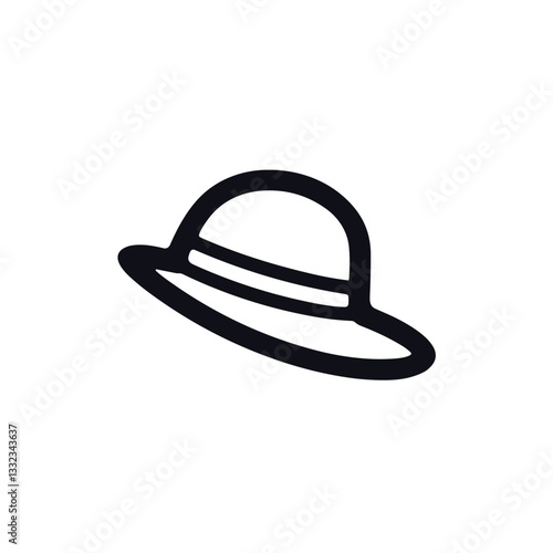 Wide-brim hat outline icon.