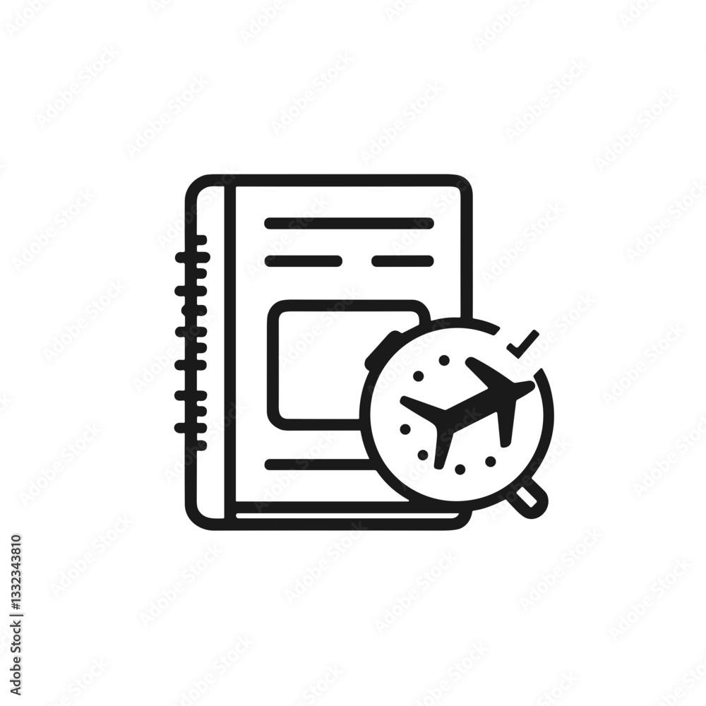 Travel itinerary icon with an airplane Travel itinerary icon with an airplane