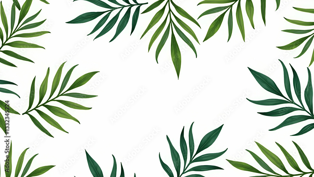 Seamless Botanical Tile Pattern: Various Palm Species in Green Seamless Botanical Tile Pattern: Various Palm Species in Green