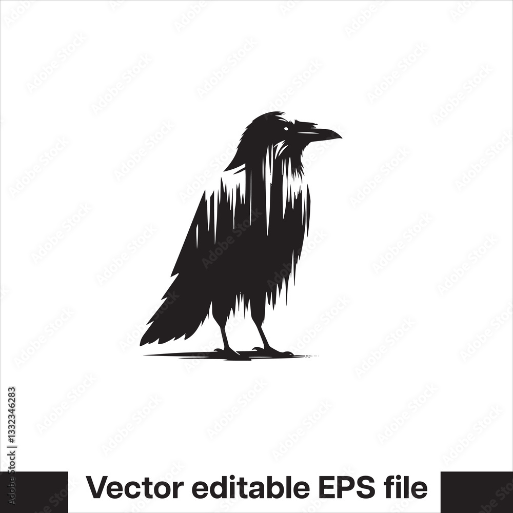 Naklejka premium Western Raven vector with hat, logo