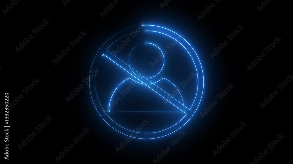 Neon no User icon on dark background. Neon profile icon. Avatar user profile icons. Neon user animation on black background. Neon no User icon on dark background. Neon profile icon. Avatar user profile icons. Neon user animation on black background.