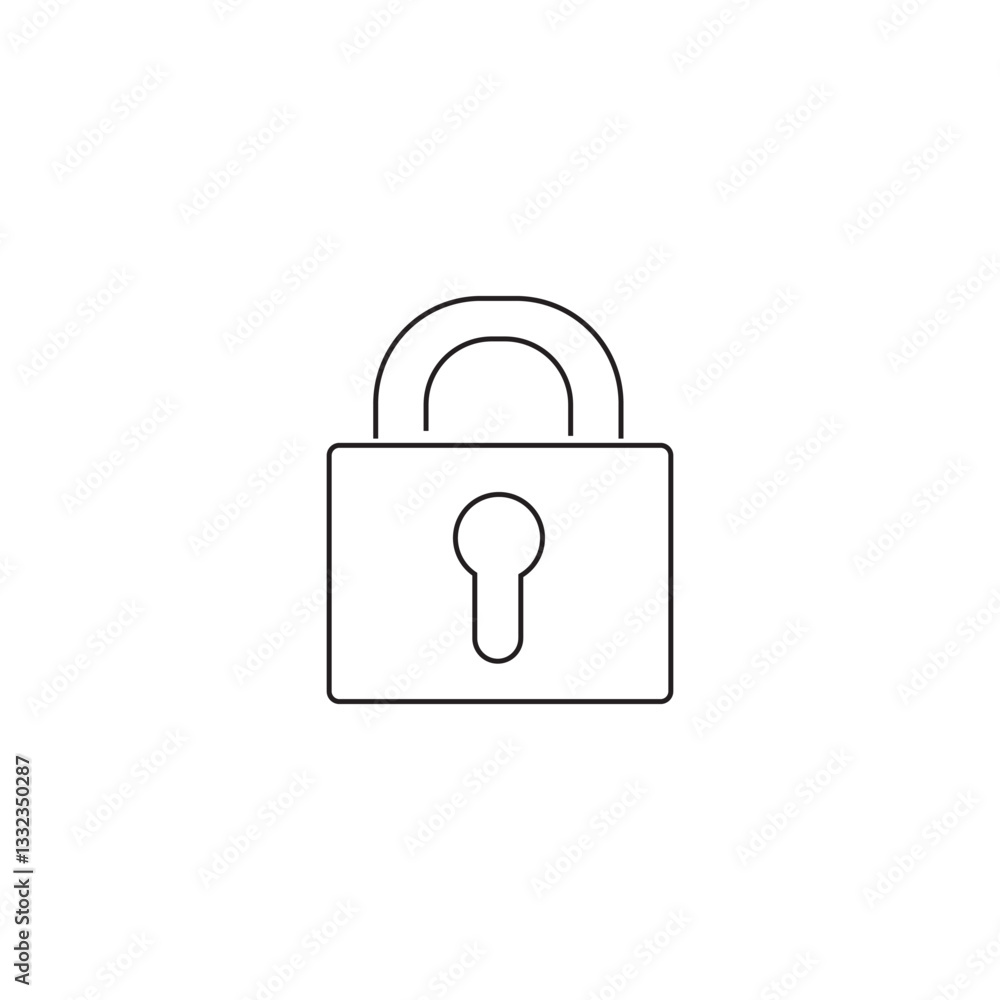 Single Padlock line icon, outline vector sign, linear style pictogram isolated on white. Closed lock symbol, logo illustration. Editable stroke