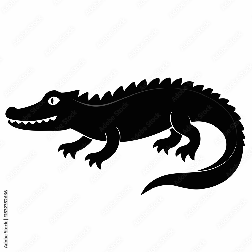 Bold Black Crocodile Vector