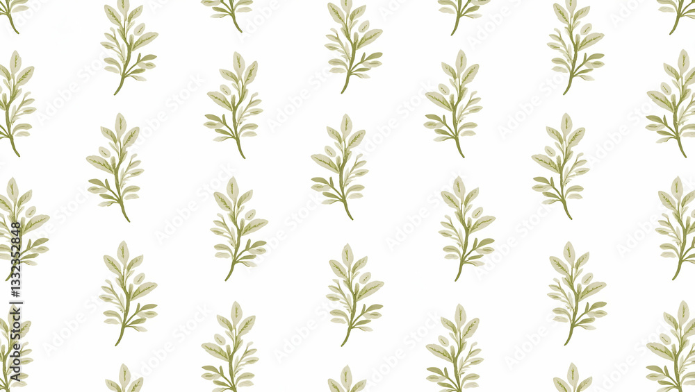 Botanical Foxglove Leaves Seamless Tile Pattern on White Background - Perfect for Spring Textiles, Branding, and Packaging Designs with Ideal Empty Space for Customization Botanical Foxglove Leaves Seamless Tile Pattern on White Background - Perfect for Spring Textiles, Branding, and Packaging Designs with Ideal Empty Space for Customization