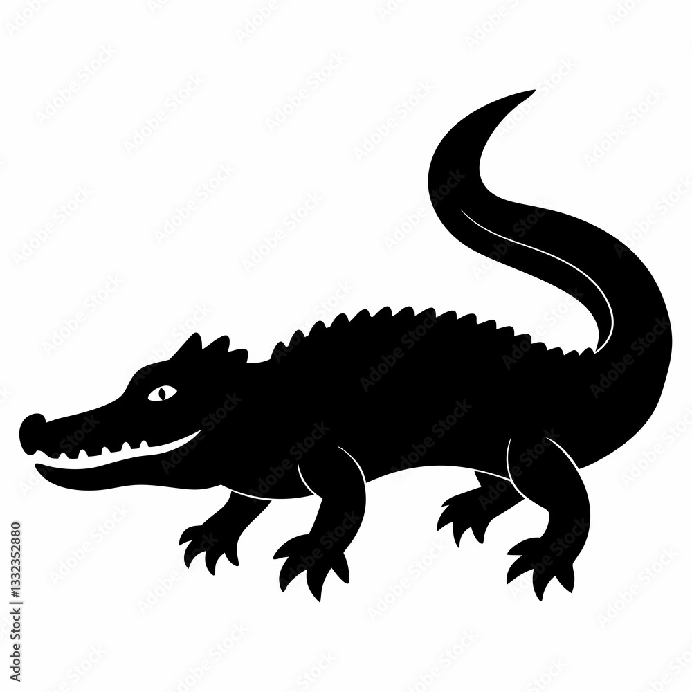 Naklejka premium Bold Black Crocodile Vector