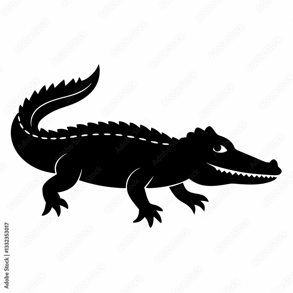 Fototapeta premium Bold Black Crocodile Vector
