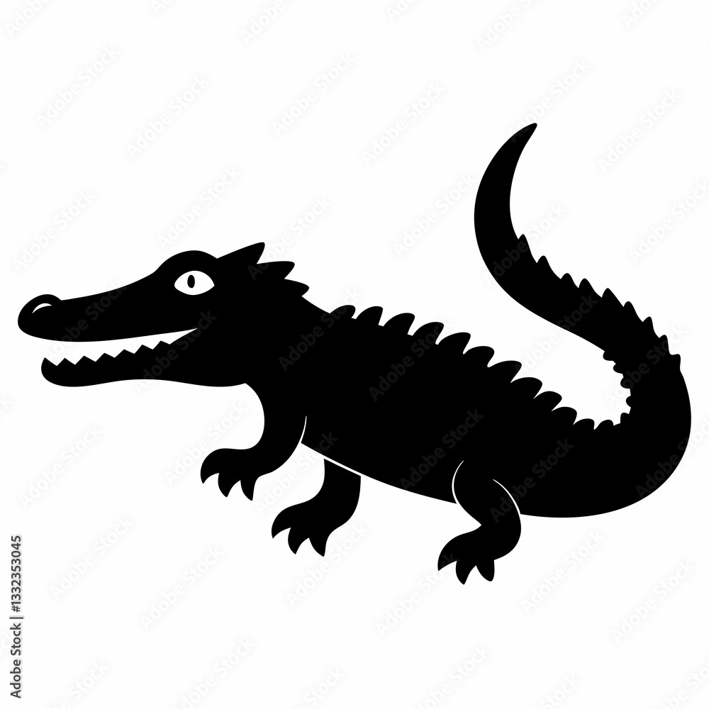 Fototapeta premium Bold Black Crocodile Vector