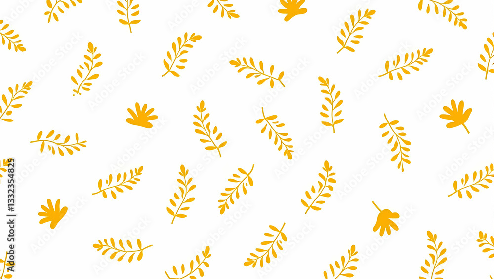 Botanical Calendula and Leaves Seamless Pattern on White Background: Perfect for Spring Textiles, Branding, and Packaging Designs with Space for Customization Botanical Calendula and Leaves Seamless Pattern on White Background: Perfect for Spring Textiles, Branding, and Packaging Designs with Space for Customization