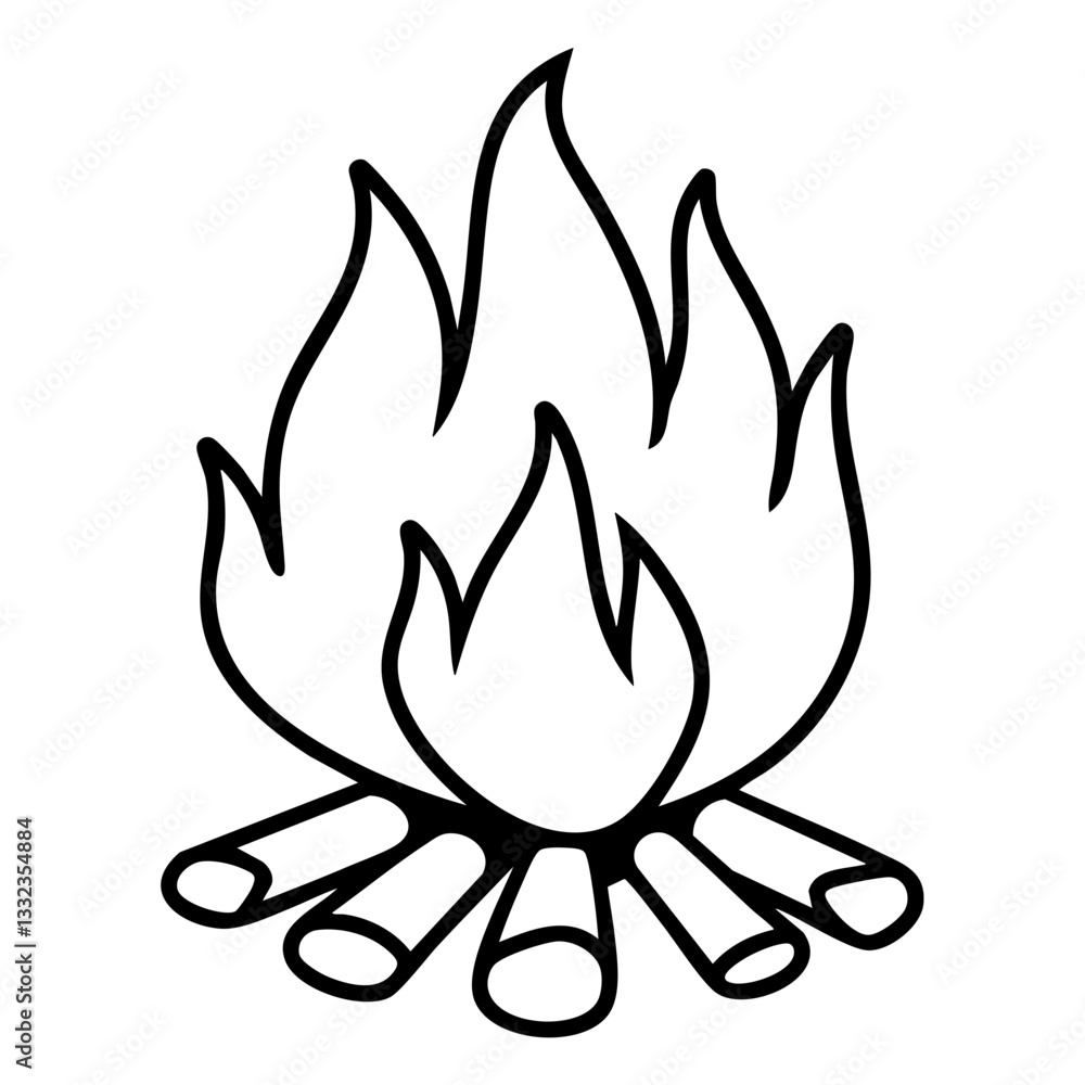 summer campfire hobby hand drawn black and white outline summer campfire hobby hand drawn black and white outline