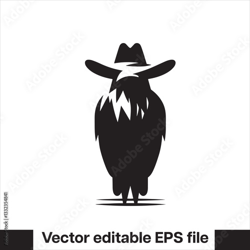 Western Raven vector with hat, logo