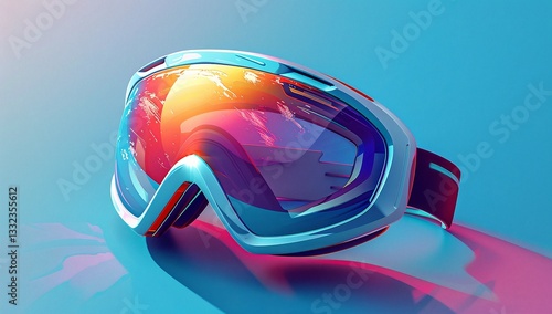 Stylish ski goggles with vibrant, colorful lenses.  Perfect for hitting the slopes!