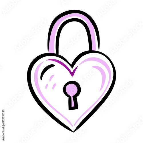 Heart-Shaped Lock Design in Pink and Black Color Scheme  