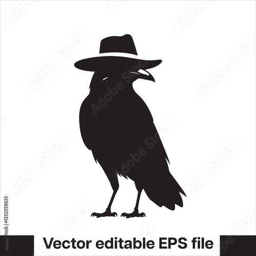 Western Raven vector with hat, logo