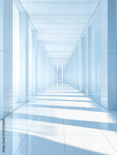 Obraz na płótnie Modern white empty interior background with large corridors window, business office or corporate backdrop w salonie