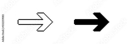 Pixel arrow vector set. Collection of direction arrows.
