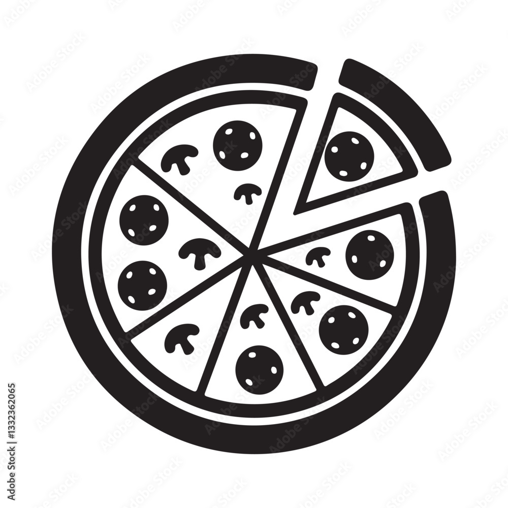 Vector Illustration of a Deliciously Topped Pizza Vector Illustration of a Deliciously Topped Pizza