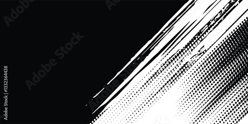 black grunge grain background, pointillism dots gradient or dotwork pattern, vector stipple effect. Grain noise halftone