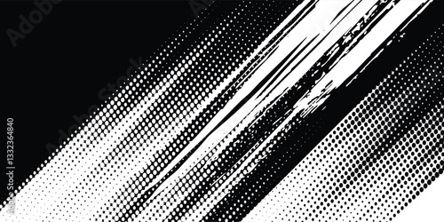 black grunge grain background, pointillism dots gradient or dotwork pattern, vector stipple effect. Grain noise halftone