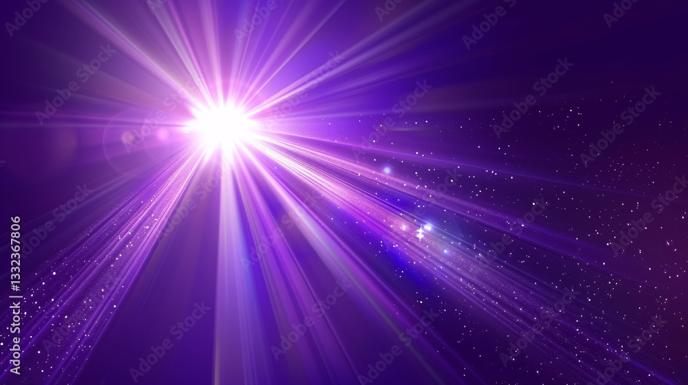 Fototapeta premium On a purple background, a diagonal bright beam of light.