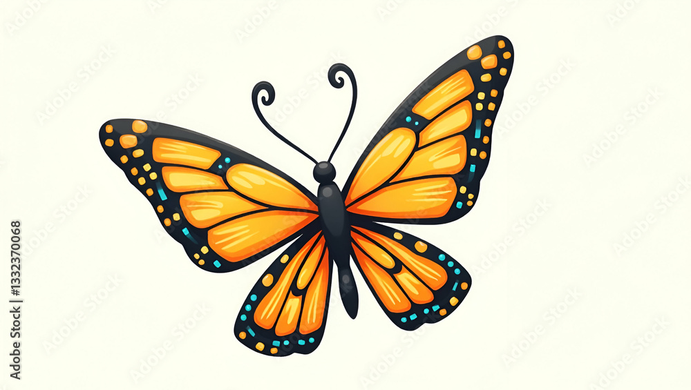 Obraz premium Cartoon butterfly illustration illustrating nature and playful design in graphic art. concept as Cartoon butterfly illustration showcasing nature inspired and playful design elements in graphic art. i