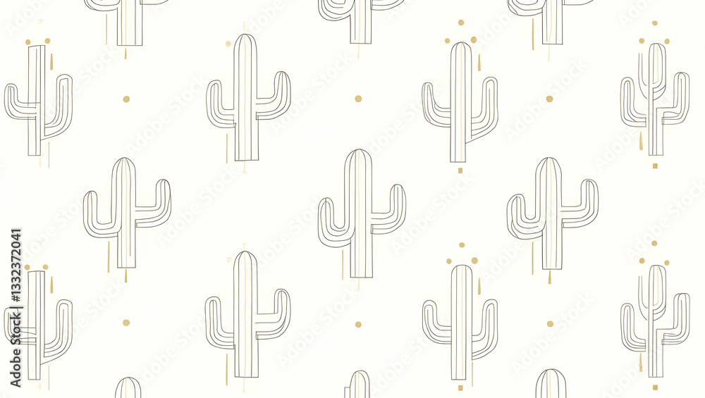 Bold Lines and Metallic Accents: Seamless Flat Industrial Cactus Tile Pattern on White Background for Modern Lofts - Perfect for Contemporary Interior Design Bold Lines and Metallic Accents: Seamless Flat Industrial Cactus Tile Pattern on White Background for Modern Lofts - Perfect for Contemporary Interior Design
