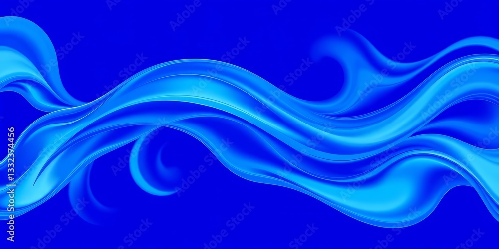 Fototapeta premium Abstract swirling blue ribbons on a blue background Fluid, dynamic, modern art , movement, contemporary