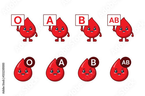 Set of icon blood type characters
