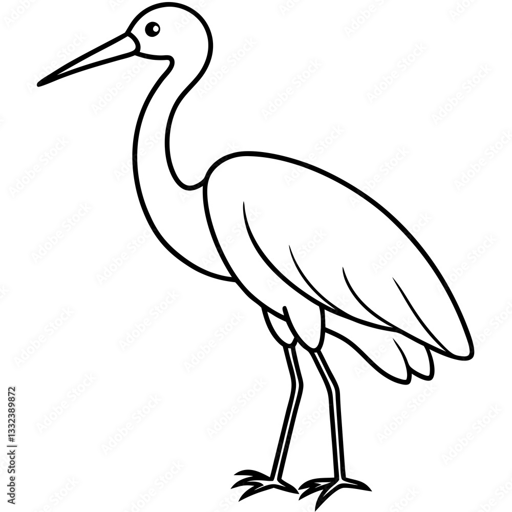 Fototapeta premium Clean Stork Outline Art Design