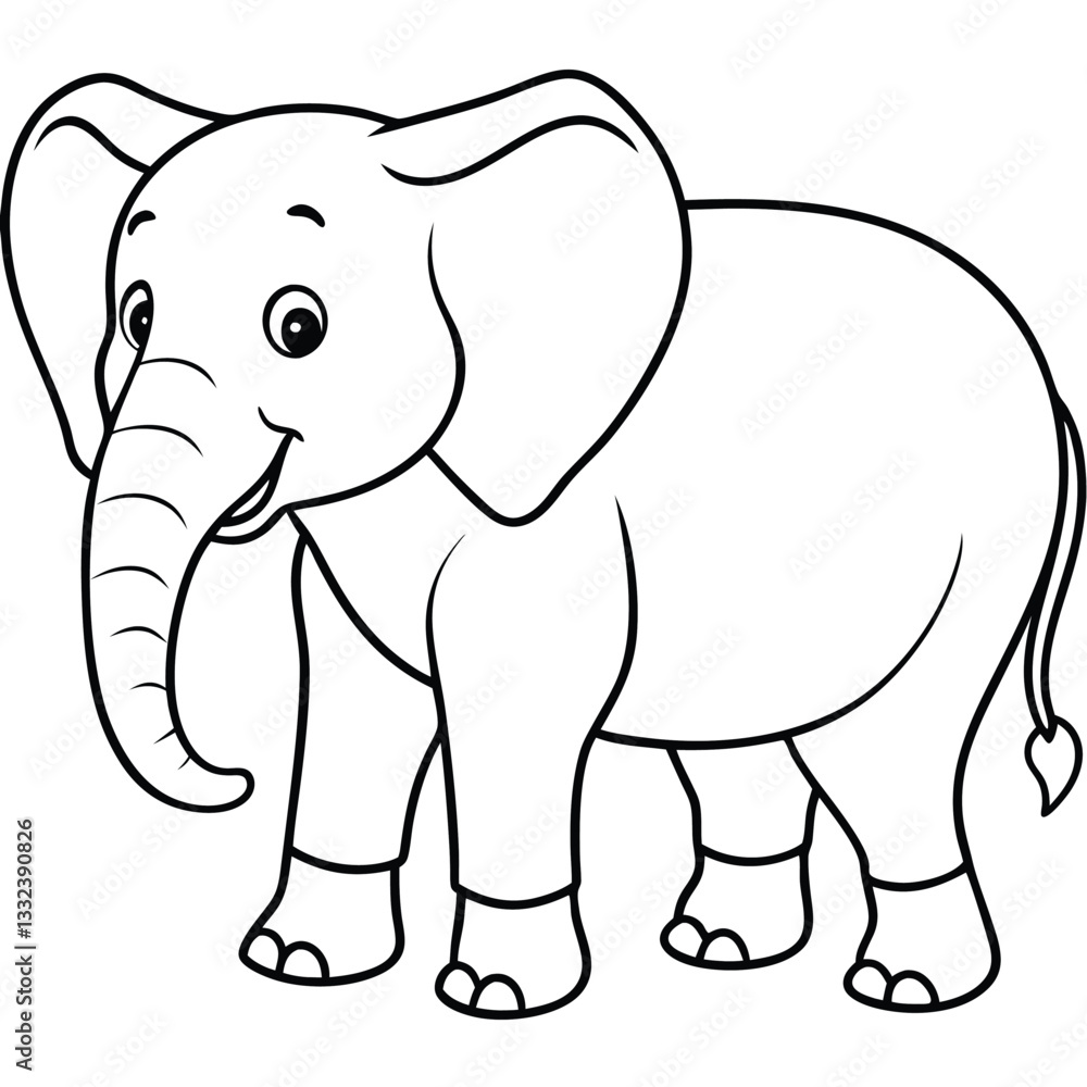 Cute black and white coloring page elephant illustration Cute black and white coloring page elephant illustration