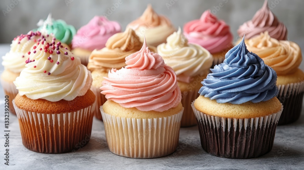 Variety of Cupcakes with Fluffy Frosting for Celebrations Variety of Cupcakes with Fluffy Frosting for Celebrations