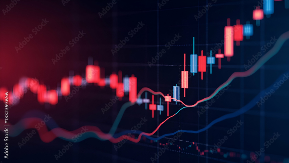 Flat Financial graph with uptrend line candlestick chart in stock market on neon color widescreen background. concept as Financial graph showing uptrend line with candlestick chart in stock market set Flat Financial graph with uptrend line candlestick chart in stock market on neon color widescreen background. concept as Financial graph showing uptrend line with candlestick chart in stock market set