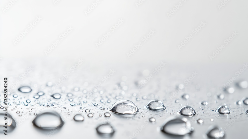 Water droplets on white background for product display, Clearing concept with copy space Water droplets on white background for product display, Clearing concept with copy space