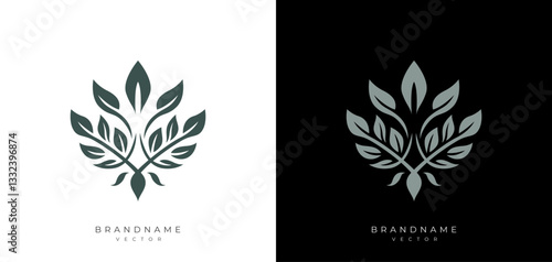 Abstract floral illustration logo design template. Leaf plants and flower concept for natural, organic, lifestyle, cosmetic, spa and other business