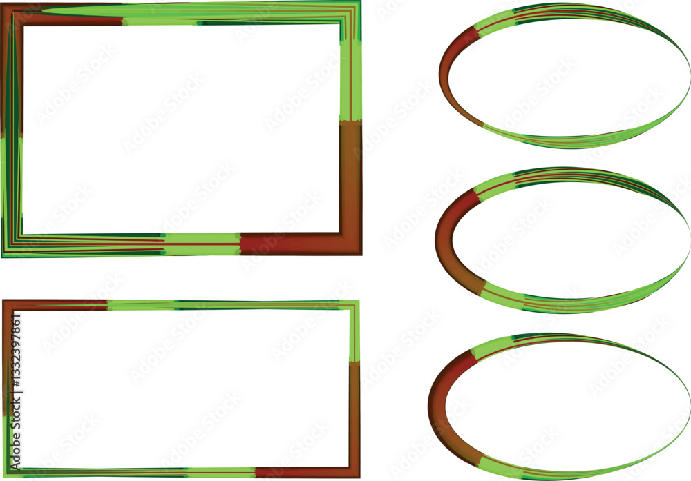 Obraz premium green brown colorful pattern abstract borders collection