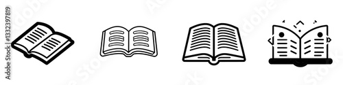 Modern sketch illustration of an open student book hand drawn outline doodle icon for various mediums