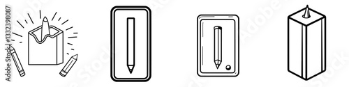 Icon of a pencil sharpener, modern illustration style, hand drawn design