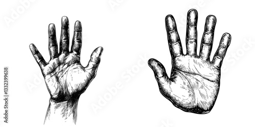 A hand-drawn black and white image in a modern illustration style, resembling a sketch engraving, is used for a T-shirt apparel print design, with a scratch board imitation effect