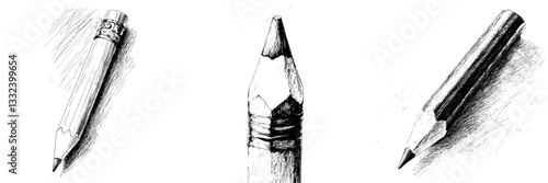 A completely sharpened pencil sketch forms the basis of this modern illustration, which is suitable for a T-shirt apparel print design and features a scratch board imitation in black and white