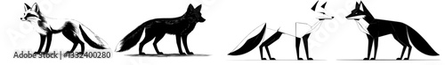 The fox averts its gaze, while the description includes a forest red animal or a ginger beast, with the image being a modern, engraved, hand-drawn, vintage sketch suitable for a label or poster