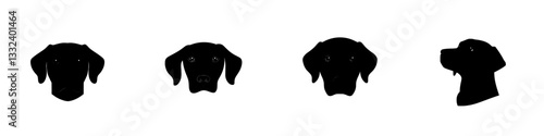 Modern illustration of a dog muzzle puppy face in monochrome as an icon, related to doggy nursery and canine breeding