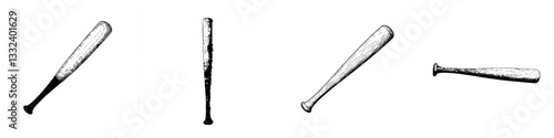 Vintage monochrome style modern illustration of a baseball bat club emblem design elements template isolated