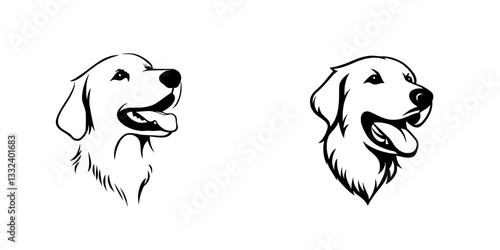 Golden Retriever. Content Golden Retriever with tongue out, dog expression