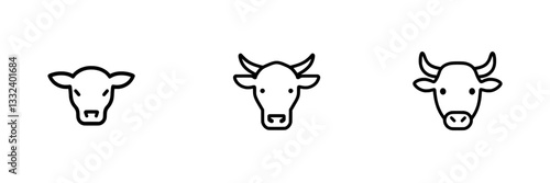 Cow head related modern linear icon for agriculture, modern outline illustration isolated on white background, editable stroke