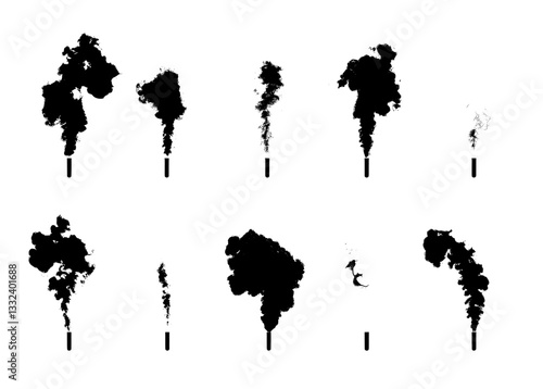 Cartoon Smoke Fume or Steam Clipart Collection - Outline, Silhouette & Color