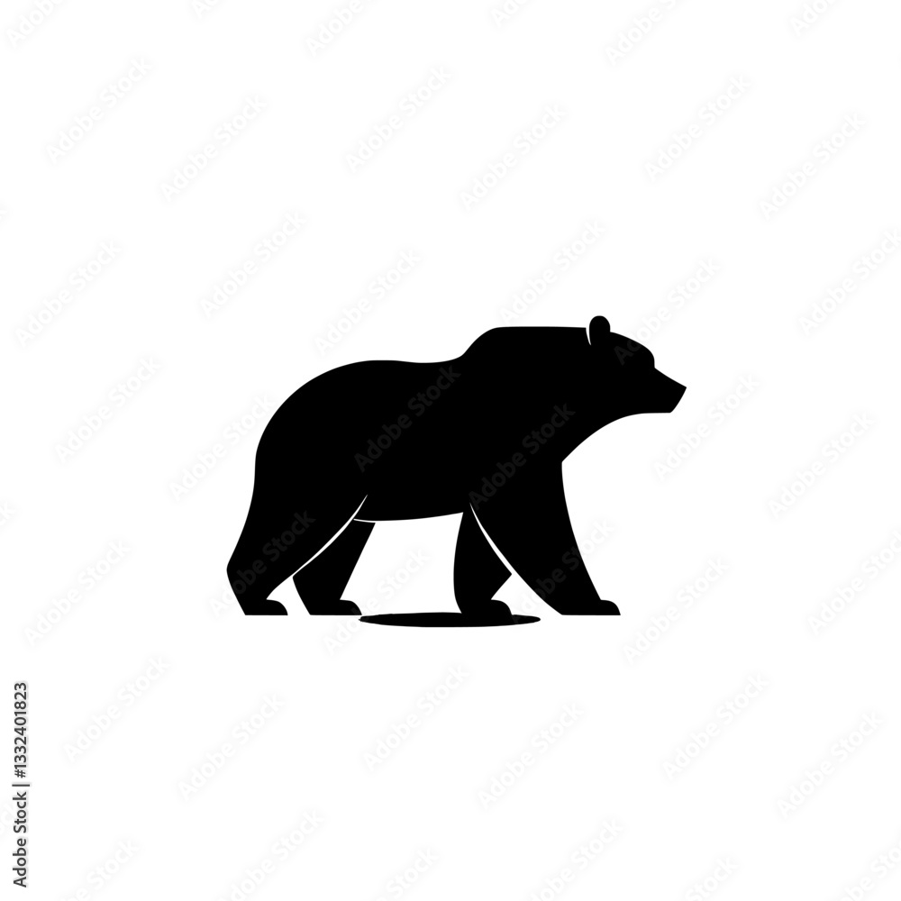 Fototapeta premium Black and white bear logo, an abstract modern illustration